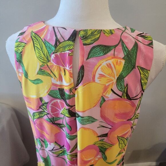 Pappagallo Dress Pink Lemons Fruit Print Size Large - Picture 4 of 9